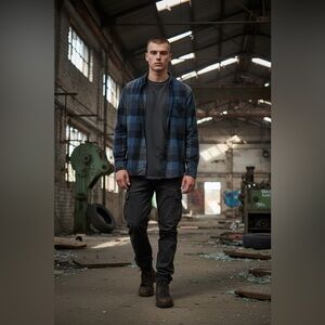 American threads Black and Blue Checkered Shirt flannel